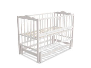 Ліжечко дитяче 'Ангеліна-2' (1) шарнір-підшибник з відкидною боковиною, бук (Слонова кістка)