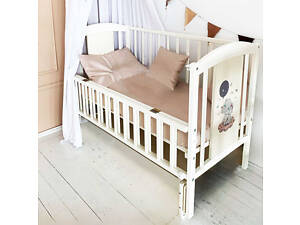 Ліжечко дитяче ЛІЛІ-2 'Слоник' (1) шарнір-підшибник з відкидною боковиною, (слонова кістка)