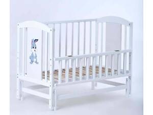 Ліжечко дитяче ЛІЛІ-2 'Зайчик' (1) шарнір-підшибник з відкидною боковиною, (білий)