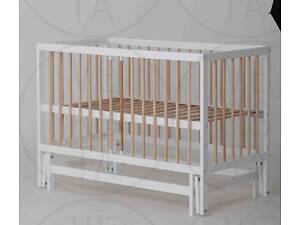 Ліжко дитяче 'КАЗКА-2' (1) шарнір-підшибник з висувною паличкою (Білий+натуральна паличка)