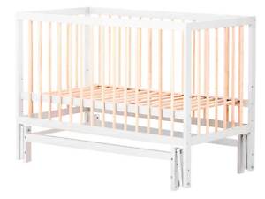 Ліжечко дитяче 'Софія-2' - шарнір-підшипник з опускною боковиною (Білий + натуральний)