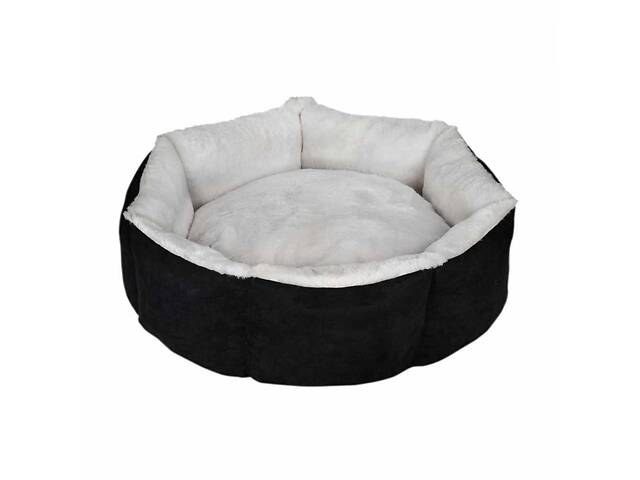 Круглий м'який лежак для котів і собак Milord Cupcake (Милорд Капкейк) L - 80 см. - до 25 кг., Чорний і сірий. - Фото 1