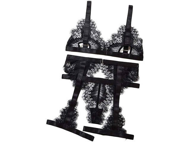 Мереживна нижня білизна We Love з поясом зі стрічками 3XL чорна (3Xl_black_DLSC727) - Фото 10
