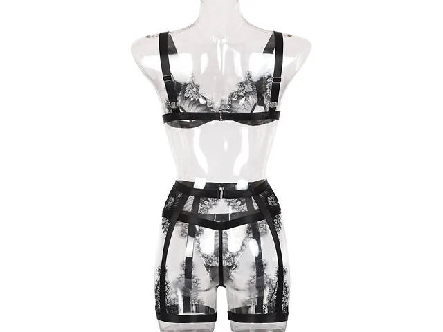 Мереживна нижня білизна We Love з поясом зі стрічками 3XL чорна (3Xl_black_DLSC727) - Фото 4