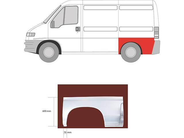 Крыло заднее FIAT DUCATO (230_) / PEUGEOT BOXER (244) 1994-2006 г.