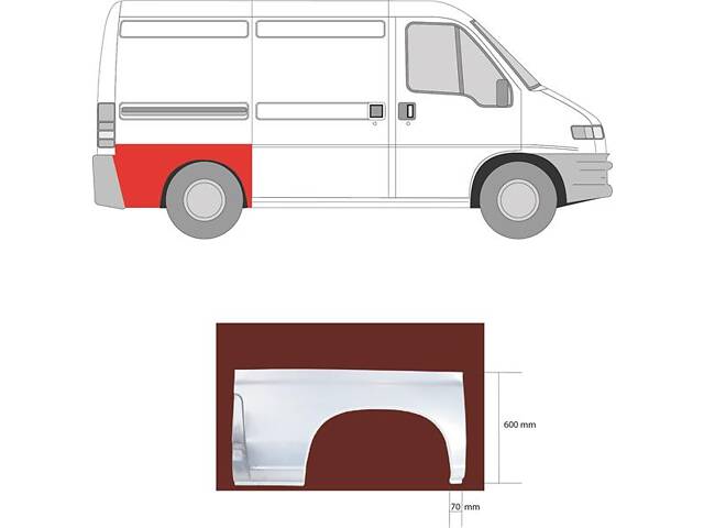 Крыло заднее FIAT DUCATO (230_) / PEUGEOT BOXER (244) 1994-2006 г.