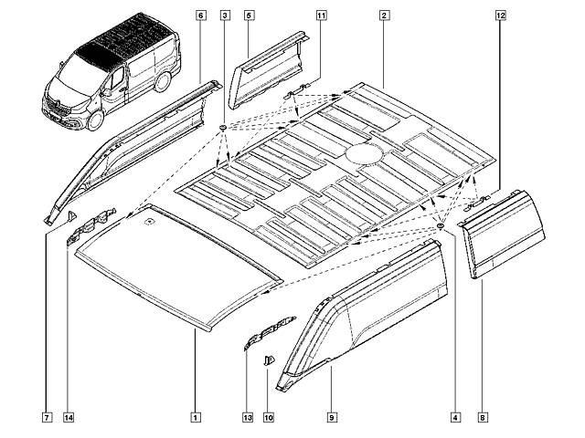 Дах довга база RENAULT TRAFIC 3 14- (РЕНО ТРАФІК)