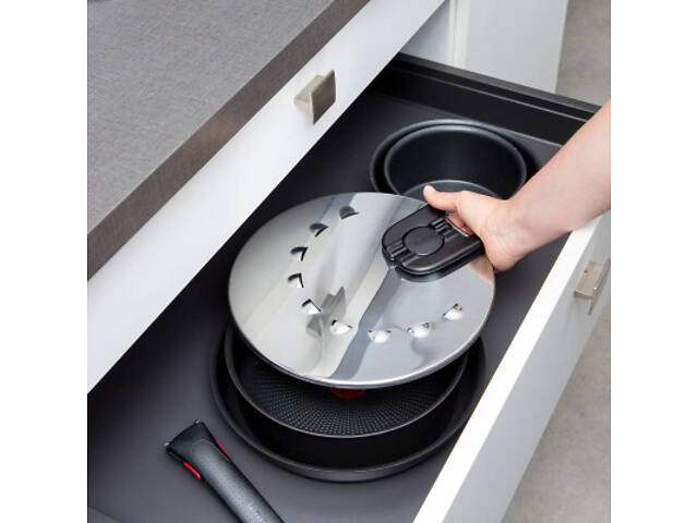 Крышка для посуды Tefal Ingenio, 20-28см, нержавіюча сталь, пластик (L9829853) - Фото 6