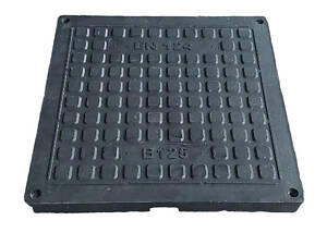 Крышка люка канализационного квадратного среднего 600*600 (В125) 12,5 т черного Воюс