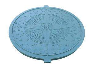 Крышка полимерпесчаная люка канализационного 'УКРАИНА' 1 т. зеленая Воюс