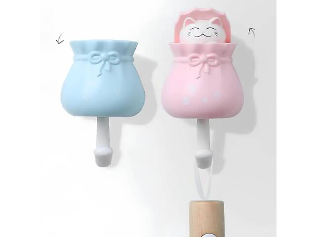 Гачки для ключів Котики RESTEQ 2 шт, ключниця Кіт у мішку, вішалка декоративна для ключів і рушників - Фото 3