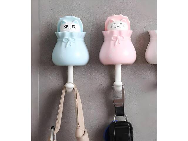 Гачки для ключів Котики RESTEQ 2 шт, ключниця Кіт у мішку, вішалка декоративна для ключів і рушників - Фото 4