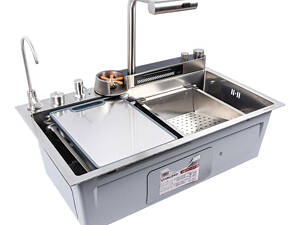 Кухонна мийка 75х45DF сатин Valeso Handmade 'Водоспад' (ДЕКОР)