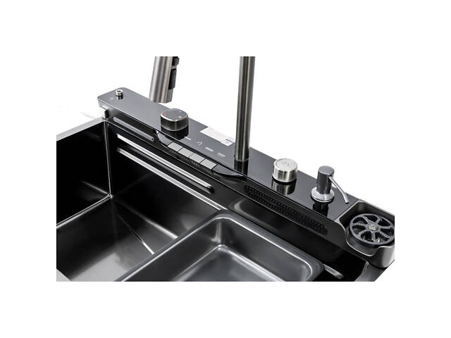 Кухонна мийка KARAFA-4 7546 чорна з нержавіючої сталі. - Фото 10