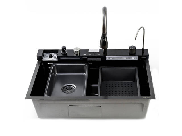 Кухонна мийка MITTONI B-5 7546 чорна з нержавіючої сталі. - Фото 3