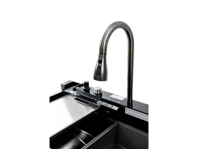 Кухонна мийка MITTONI B-5 7546 чорна з нержавіючої сталі. - Фото 7