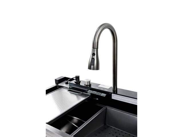 Кухонна мийка MITTONI B-5 7546 чорна з нержавіючої сталі. - Фото 10