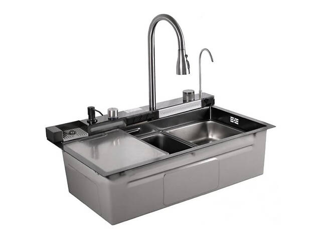 Кухонна мийка MITTONI P-5 7546 чорна з нержавіючої сталі. - Фото 1