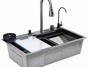 Кухонна мийка TWITER-2 7546 чорна з нержавіючої сталі.