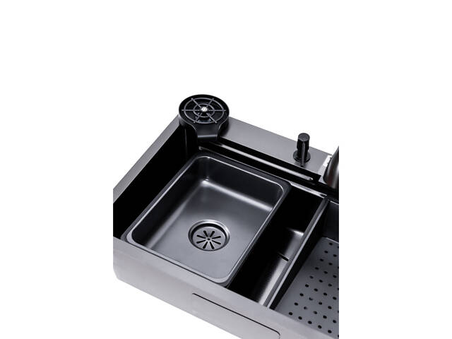 Кухонна мийка TWITER-2 7546 чорна з нержавіючої сталі. - Фото 4