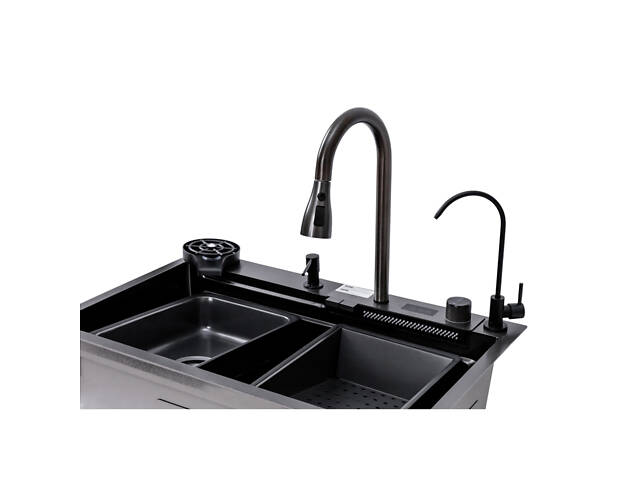 Кухонна мийка TWITER-2 7546 чорна з нержавіючої сталі. - Фото 5