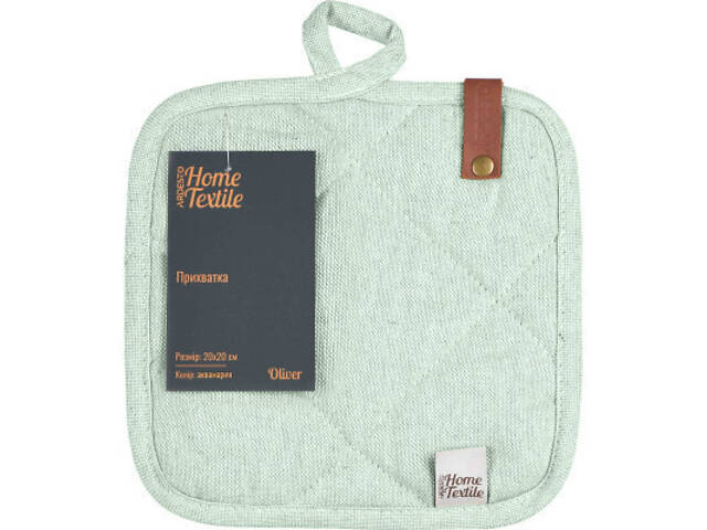 Кухонна прихватка Ardesto Oliver, 20х20 см, 100% бавовна, нап-ч: ватин, аквамарин (ART04OA) - Фото 1