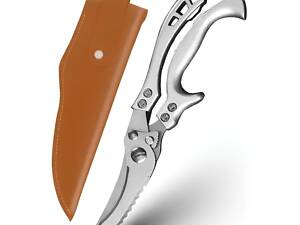 Кухонные ножницы-нож 2 в 1 RESTEQ с чехлом, нержавеющая сталь — универсальный инструмент для разделки и резки