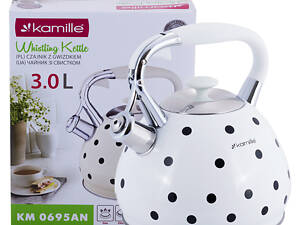 Кухонный чайник со свистком и ручкой из нержавеющей стали white 3л KL225470 Kamille