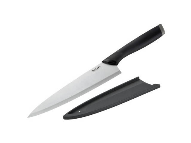 Кухонный нож Tefal Comfort, 20см, з чохлом, нержавіюча сталь, пластик, чорний (K2213244) - Фото 1