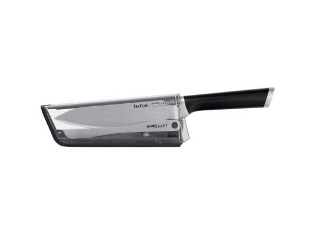 Кухонный нож Tefal Eversharp, 16.5см, з чохол-точило нержавіюча сталь, чорний (K2569004) - Фото 1