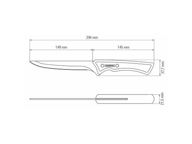 Кухонный нож Tramontina Churrasco Black для обвалювання 152 мм (22840/106) - Фото 6