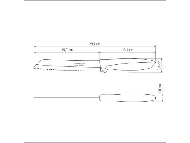 Кухонний ніж Tramontina Plenus Light Grey Bread 178 мм (23422/137) - Фото 3