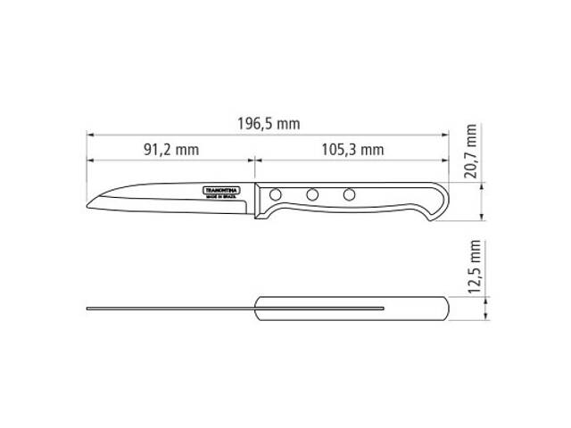 Кухонный нож Tramontina Polywood Vegetable 76 мм Червоне Дерево (21121/173) - Фото 4
