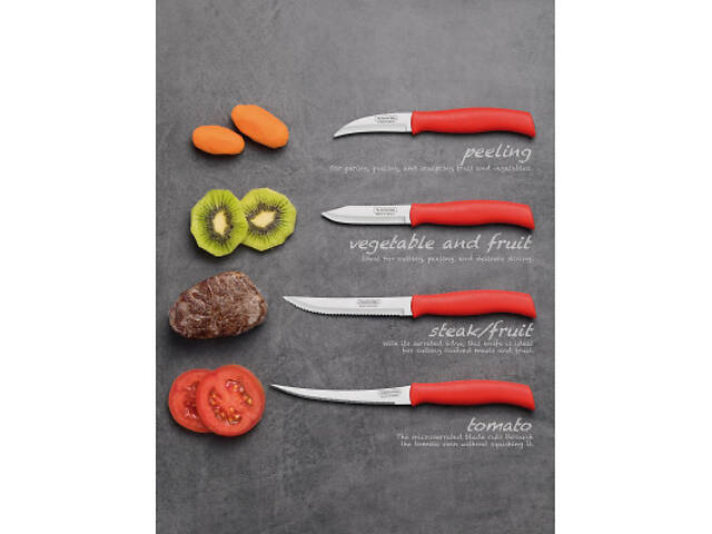 Кухонний ніж Tramontina Soft Plus Red Steak 127 мм (23661/175) - Фото 2