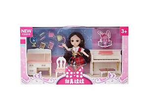 Кукла R 100-155-36 (48/2) 15 см, имитация стеклянных глаз, шарнирные суставы, аксессуары, в коробке