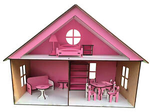 Кукольный домик деревянный Lol house с мебелью розовый 31*22*44 см