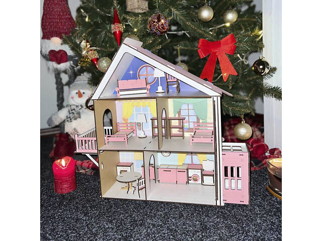 Ляльковий будиночок для LOL із кольоровими стінами, ліфтом і меблями в подарунок - Фото 1