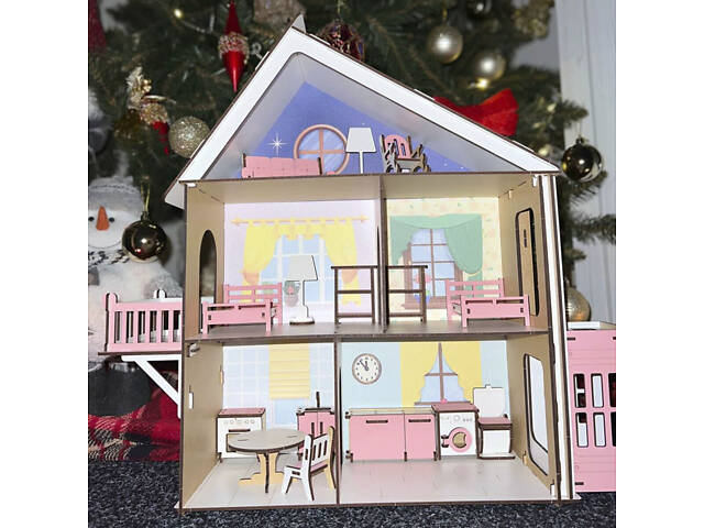 Ляльковий будиночок для LOL із кольоровими стінами, ліфтом і меблями в подарунок - Фото 3