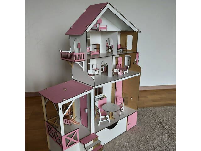 Ляльковий будиночок для LOL і Барбі з меблями та ліфтом - Фото 2