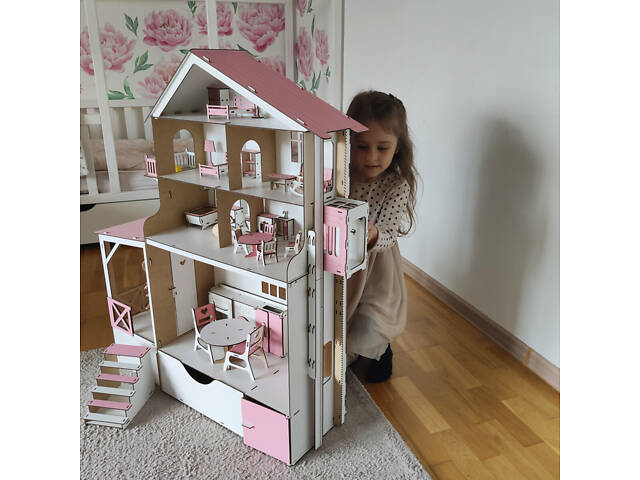 Ляльковий будиночок для LOL і Барбі з меблями та ліфтом - Фото 5