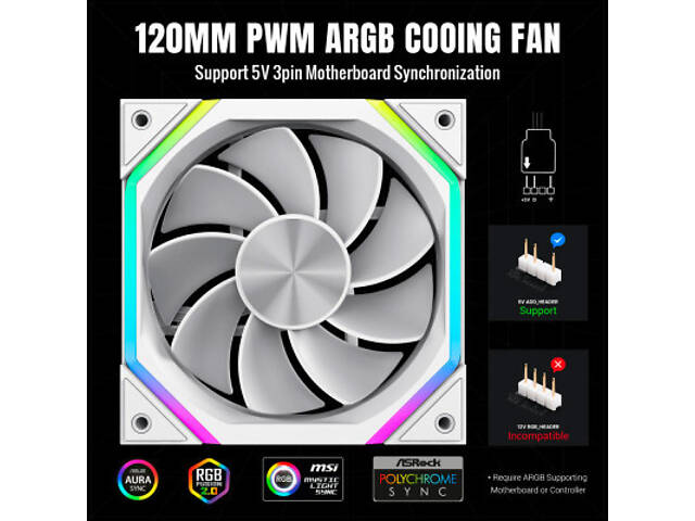 Кулер для корпусу Gamemax FN12A-N2-RW - Фото 9