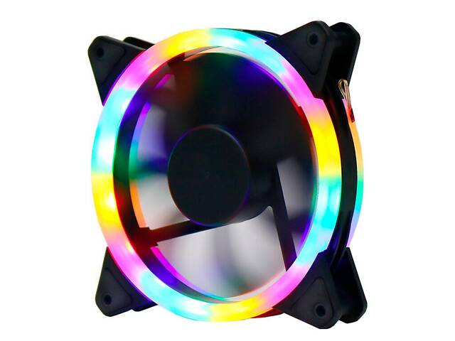 Кулер корпусний 12025 DC sleeve fan 3pin + 4pin — 120*120*25 мм, 12V, 1100 об/хв, Pink-Yellow-Blue-Red, - Фото 1