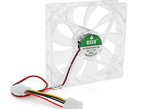 Кулер корпусной 12025 DC sleeve fan 4pin - 120*120*25мм, 12V/0,15A, 1900об/мин, Yellow