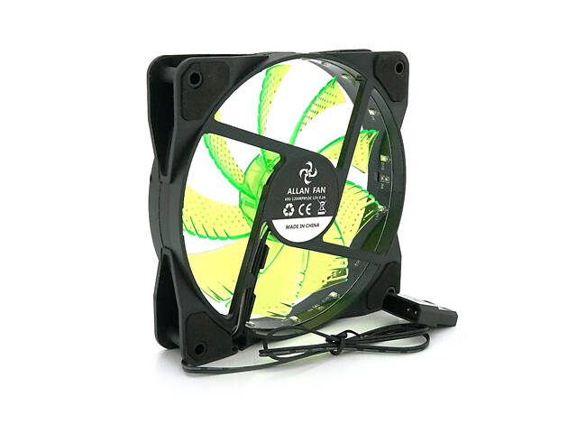 Кулер корпусной 12025 DC sleeve fan 4pin - 120*120*25мм, 12V, 1100об/мин, 15LED, Green - Фото 1