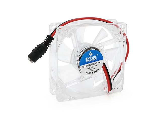 Кулер корпусний Merlion HXS 8025 прозорий DC sleeve fan 5,5*2,5 female — 80*80*25 мм, 1900об/хв - Фото 1