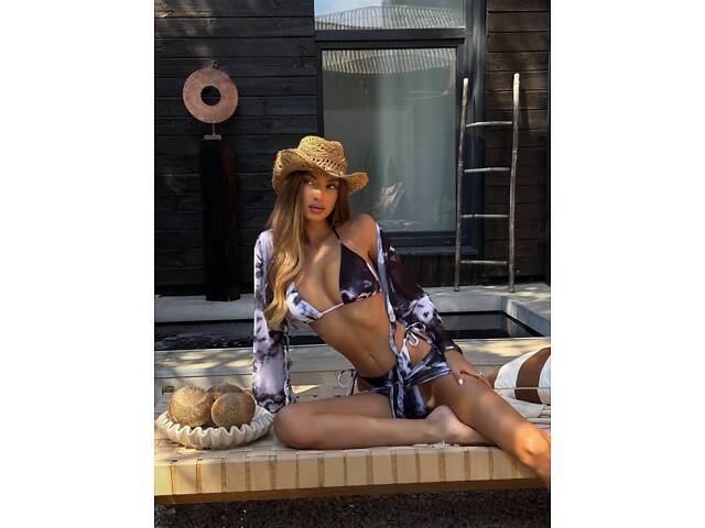 Купальник мрамор чорний SW3724 M - Фото 3