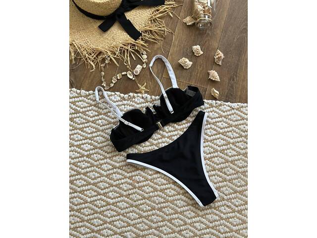 Купальник роздільний чорний з біл.вставками SW3739 M - Фото 9