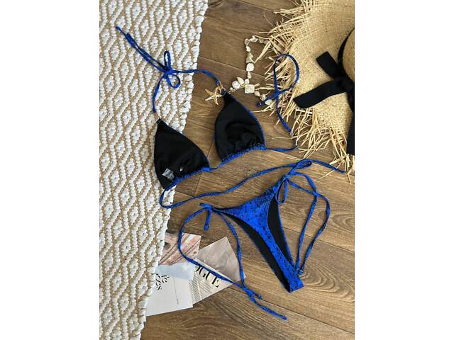 Купальник роздільний зміїна шкіра, синій SW3741 M - Фото 9