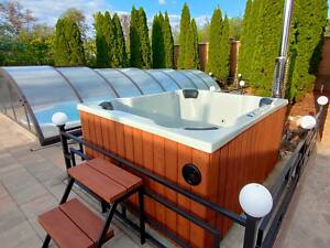 Купель на дровах | Карпатский чан с гидромассажем, подогревом и печкой