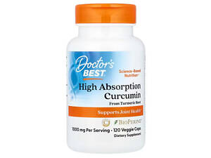 Куркумин, Curcumin, Doctor's Best, комплекс, с высокой степенью усвоения, 120 растительных капсул